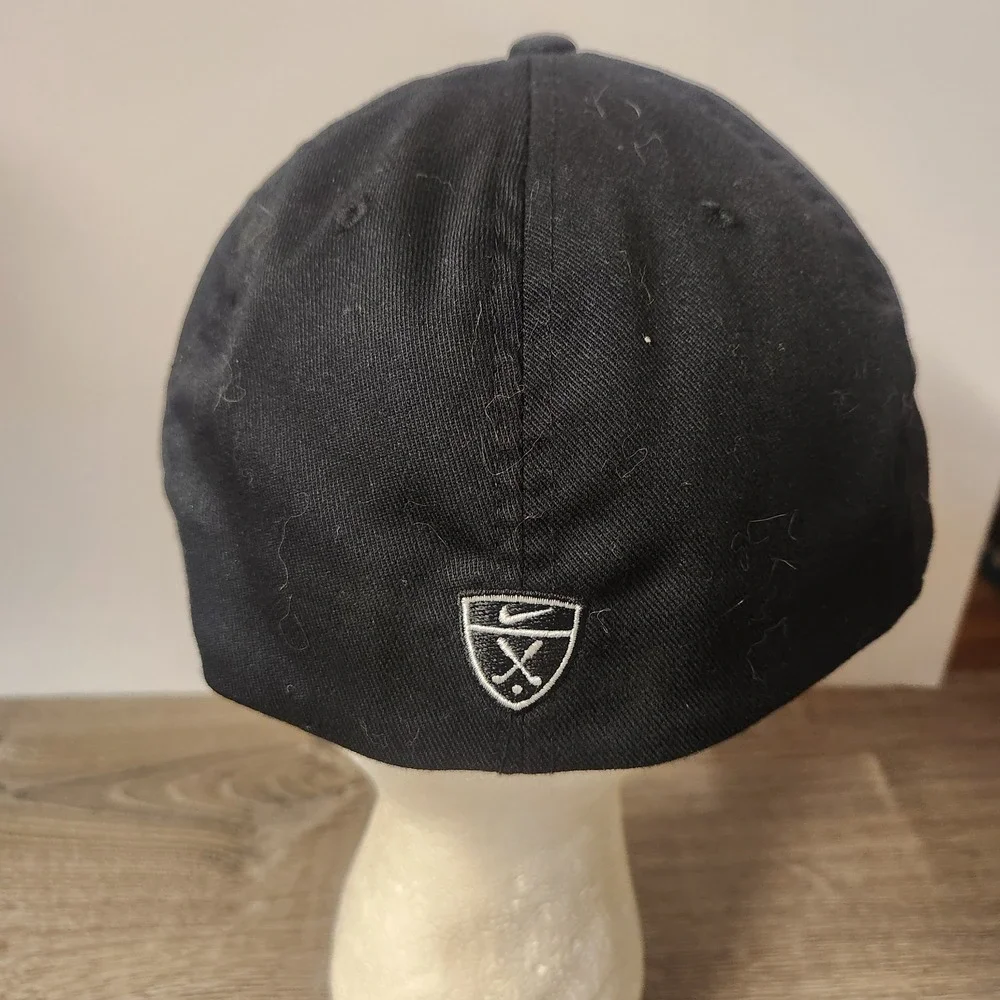 Nike Golf Adult L/XL Black Flex Fitted Swoosh Baseball Cap Hat